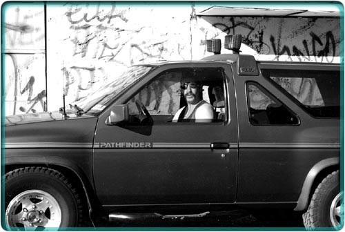 Man in Nissan Pathfinder