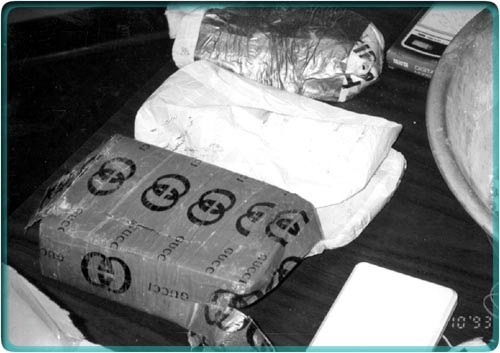 Illegal drugs on table