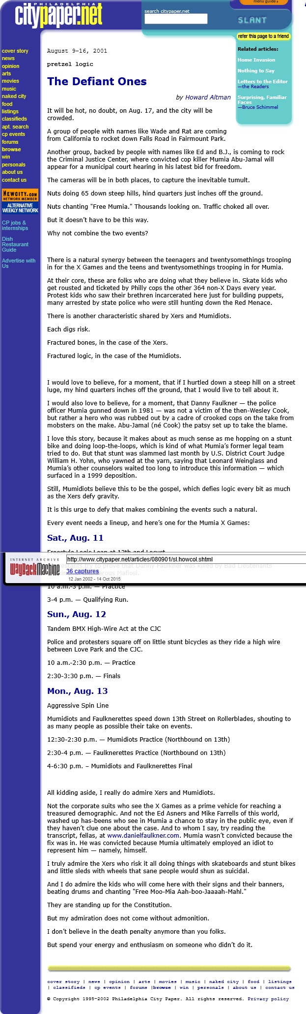 The Defiant Ones Pretzel Logic 8/9/2001