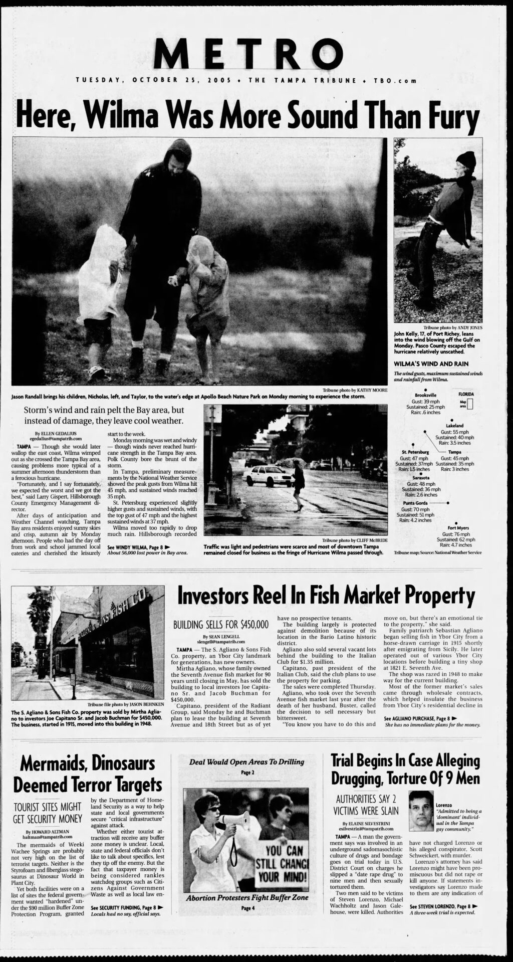 image of first part of article Mermaids Dinosaurs Deemed Terror Targets published in The Tampa Tribune newspaper