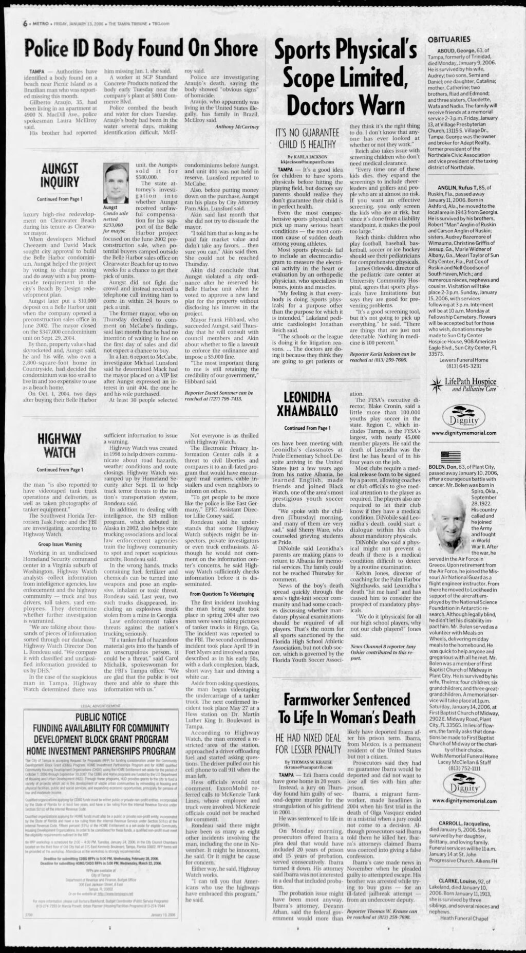 image of article Highway Terror Watch Visible published in The Tampa Tribune newspaper