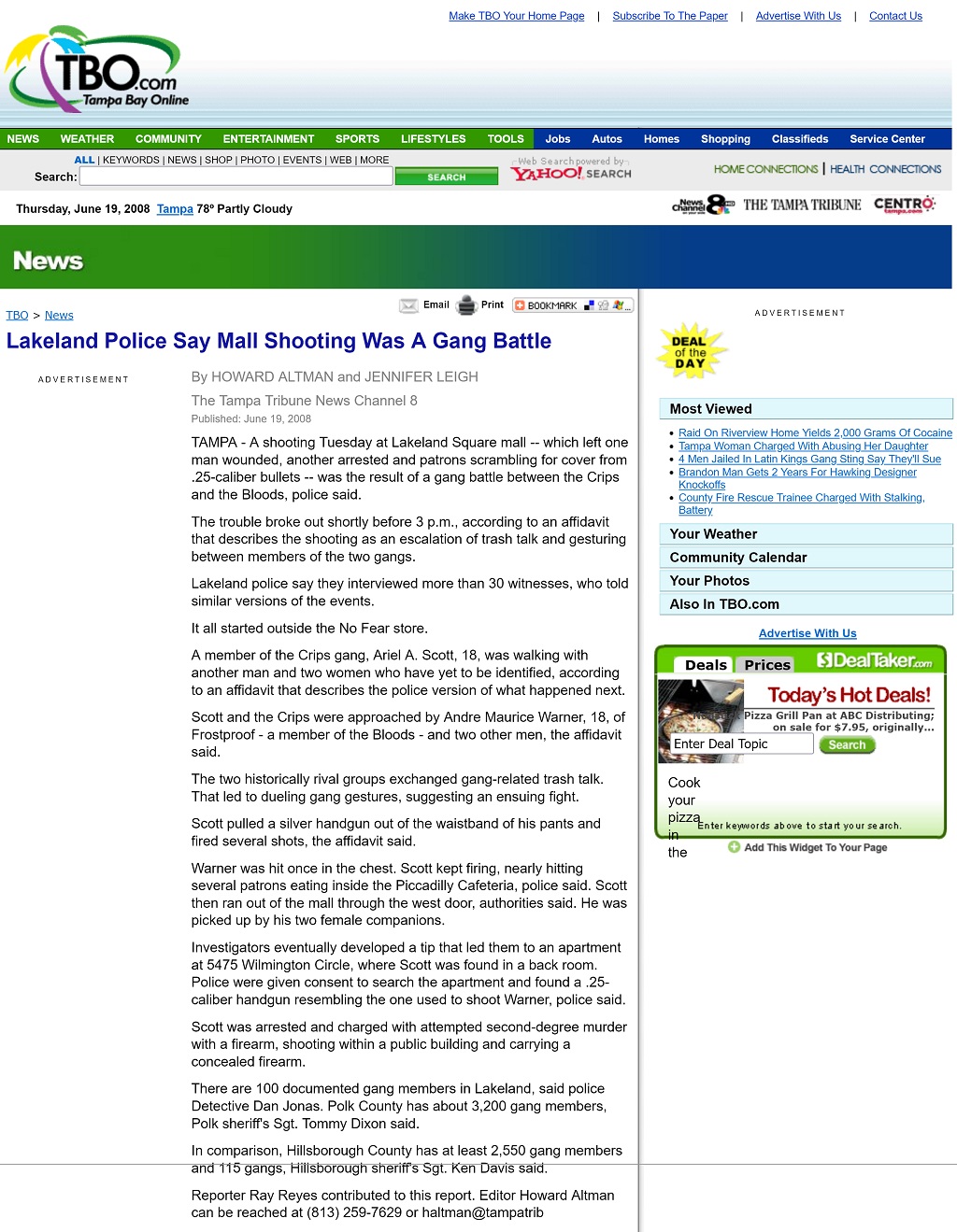 article posted online at tbo.com Lakeland Police Say Mall Shooting Was a Gang Battle