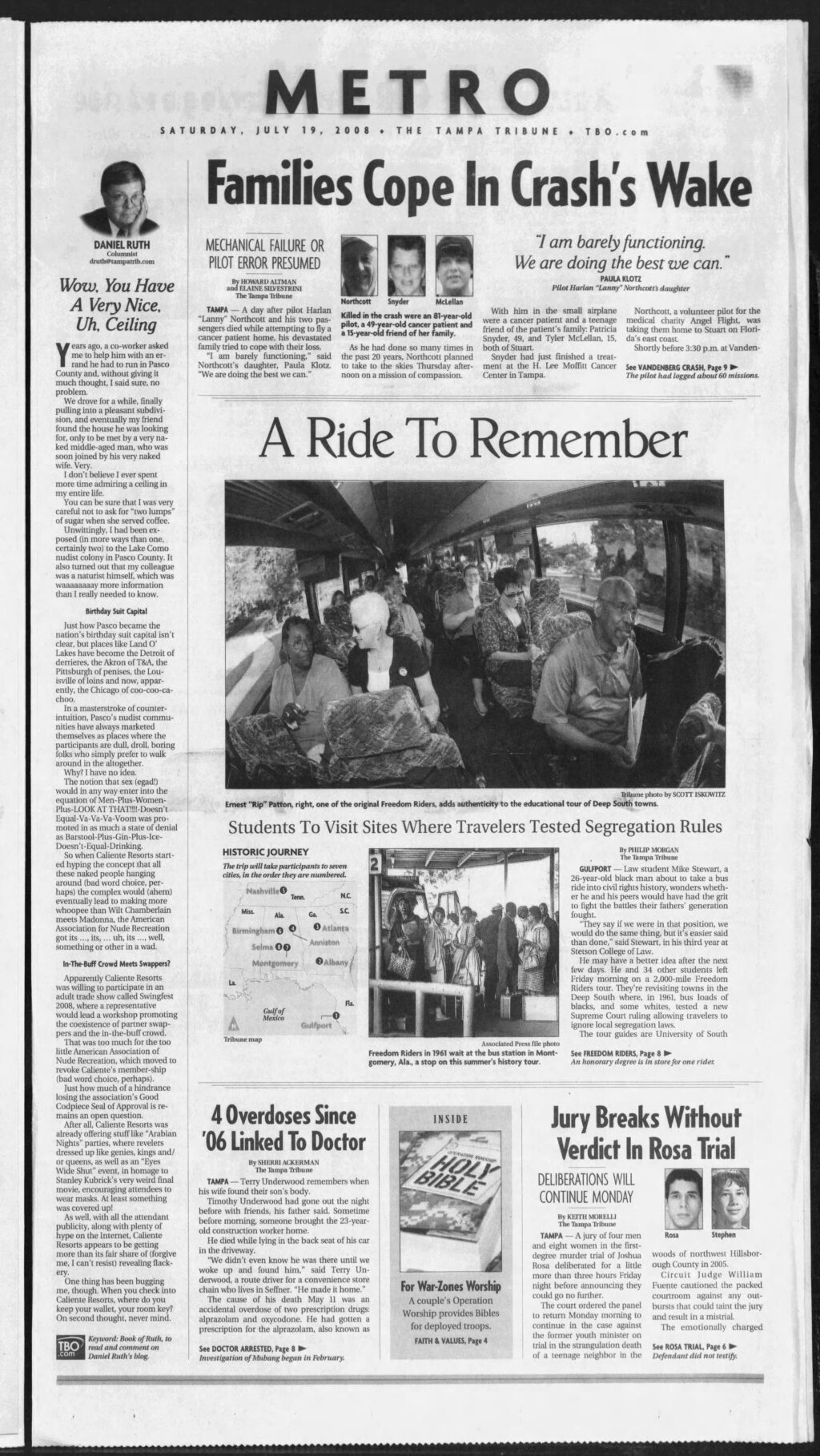 article first page Families Cope In Crash's Wake published in The Tampa Tribune newspaper