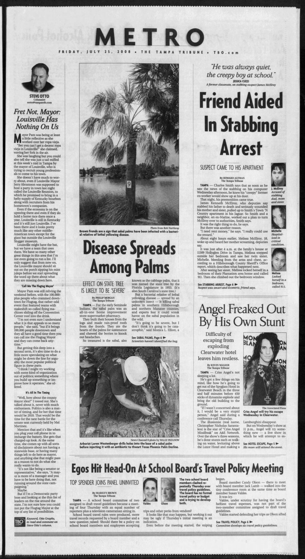 article first page Friend Aided In Stabbing Arrest published in The Tampa Tribune newspaper
