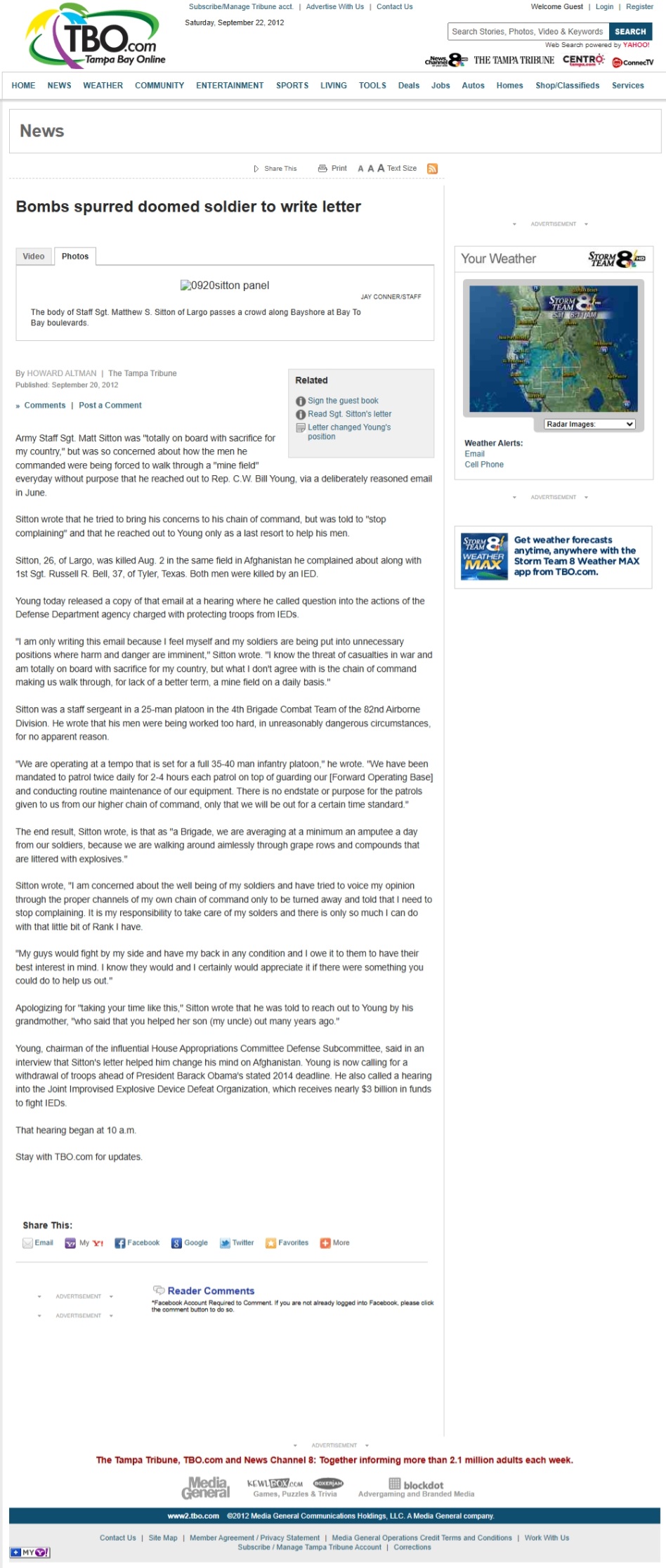 2012-09-20 bombs spurred doomed soldier to write letter