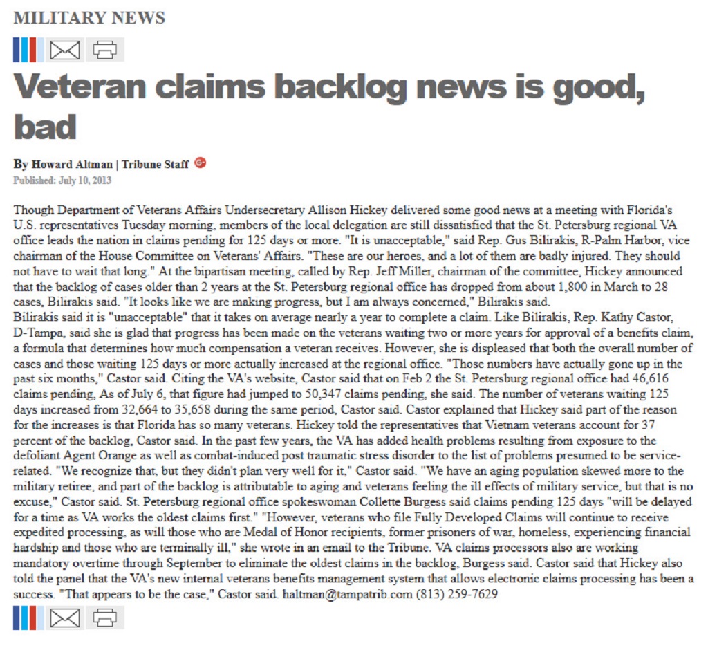 article Veteran claims backlog news is good, bad