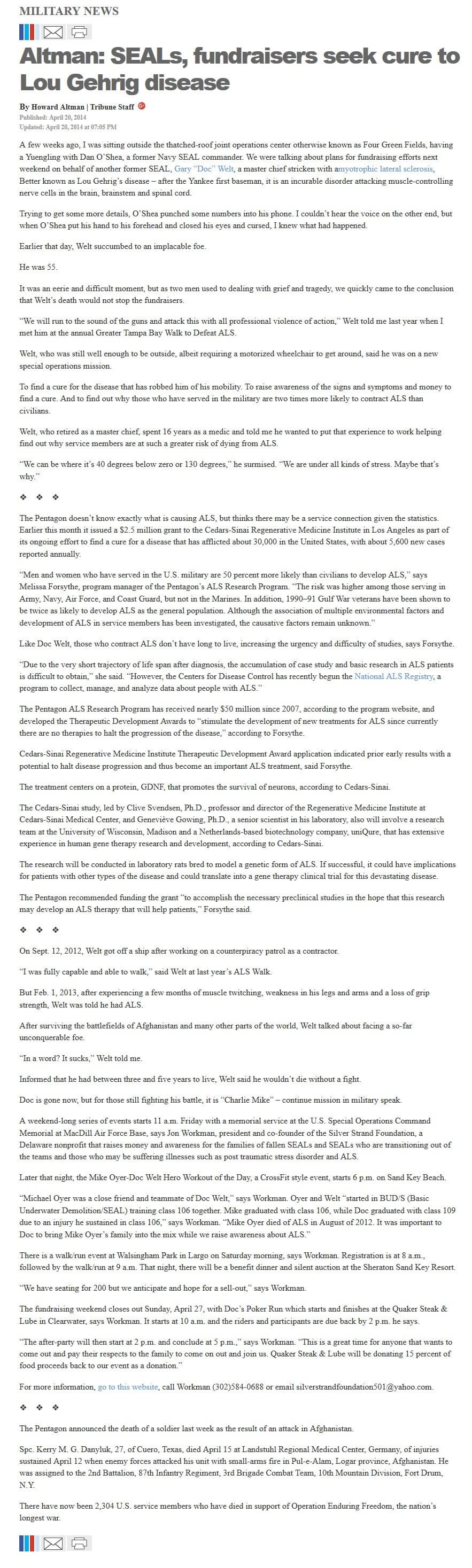 image of article Altman: SEALs, fundraisers seek cure to Lou Gehrig disease