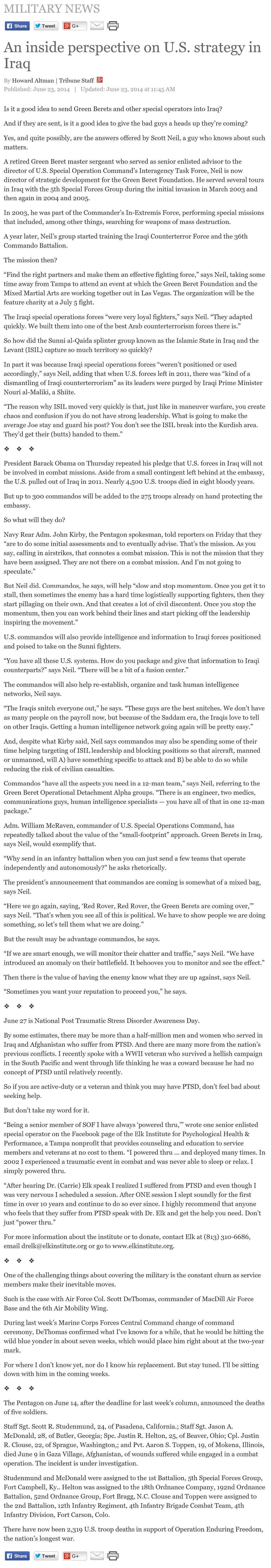 article An inside perspective on U.S. strategy in Iraq