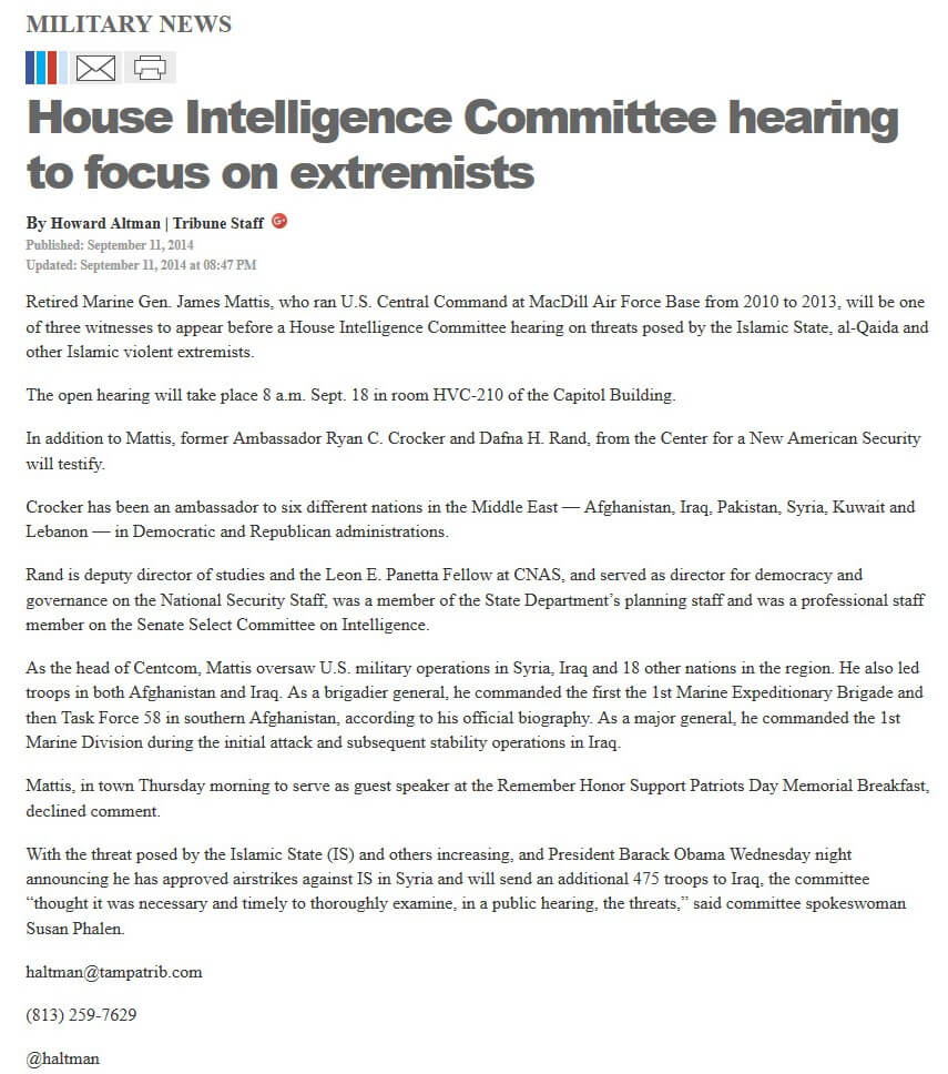 article House Intelligence Committee hearing to focus on extremists