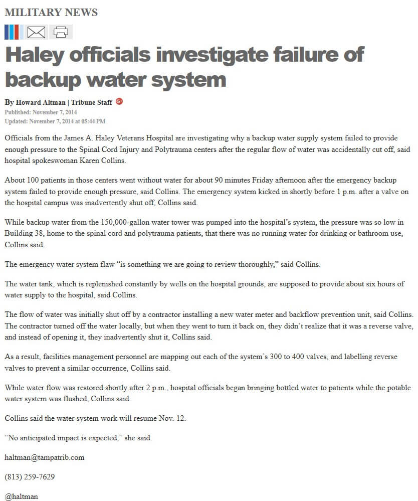 article Haley officials investigate failure of backup water system