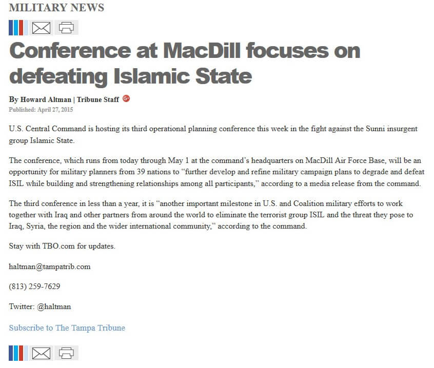 image of article Conference at MacDill focuses on defeating Islamic State