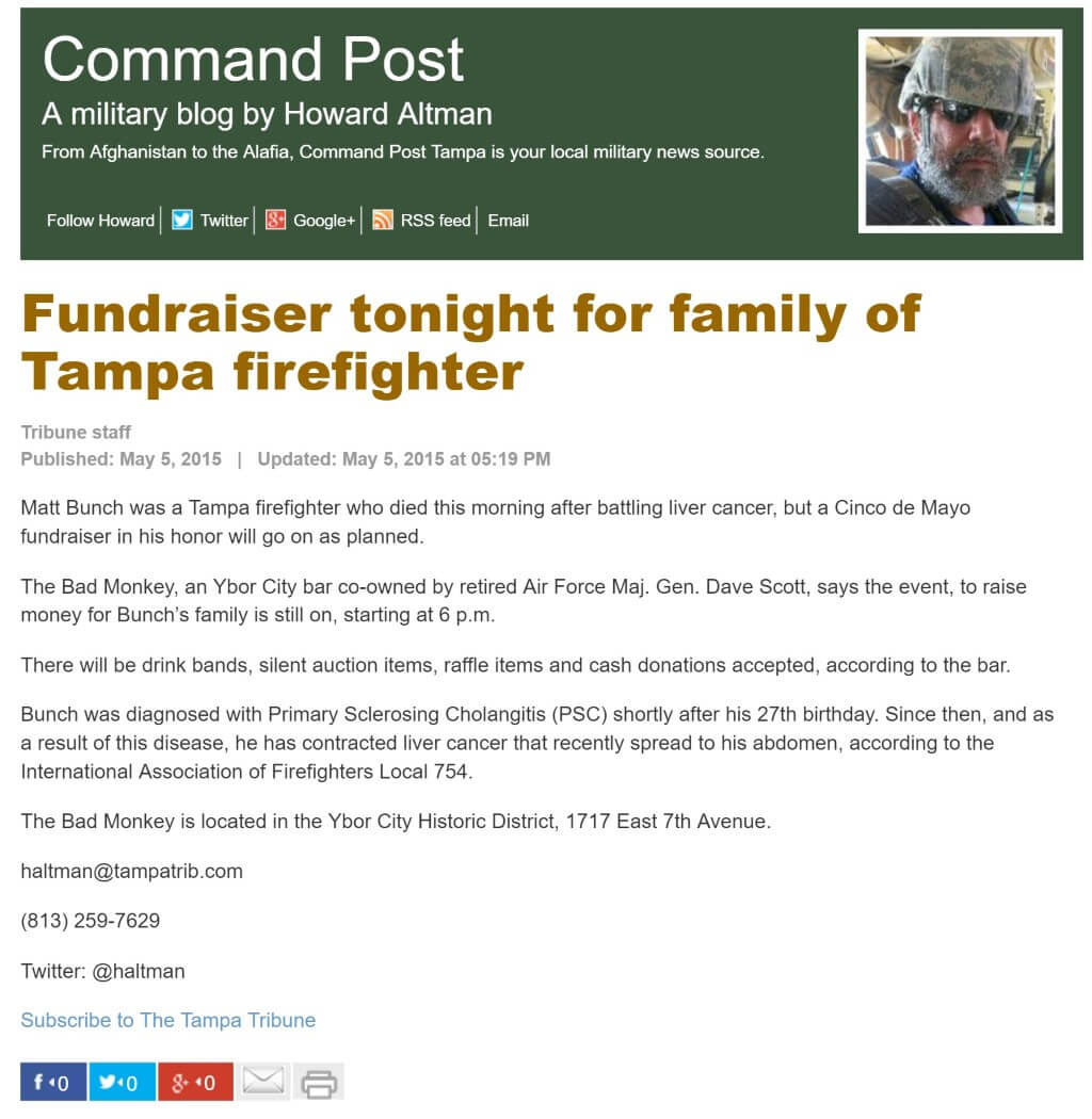 image of article Fundraiser tonight for family of Tampa firefighter