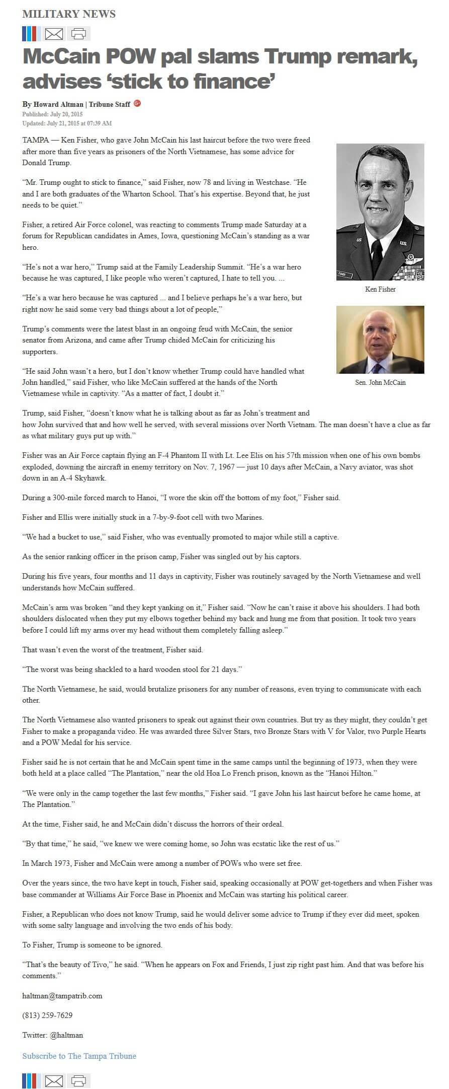 image of article McCain POW pal slams Trump remark, advises 'stick to finance'