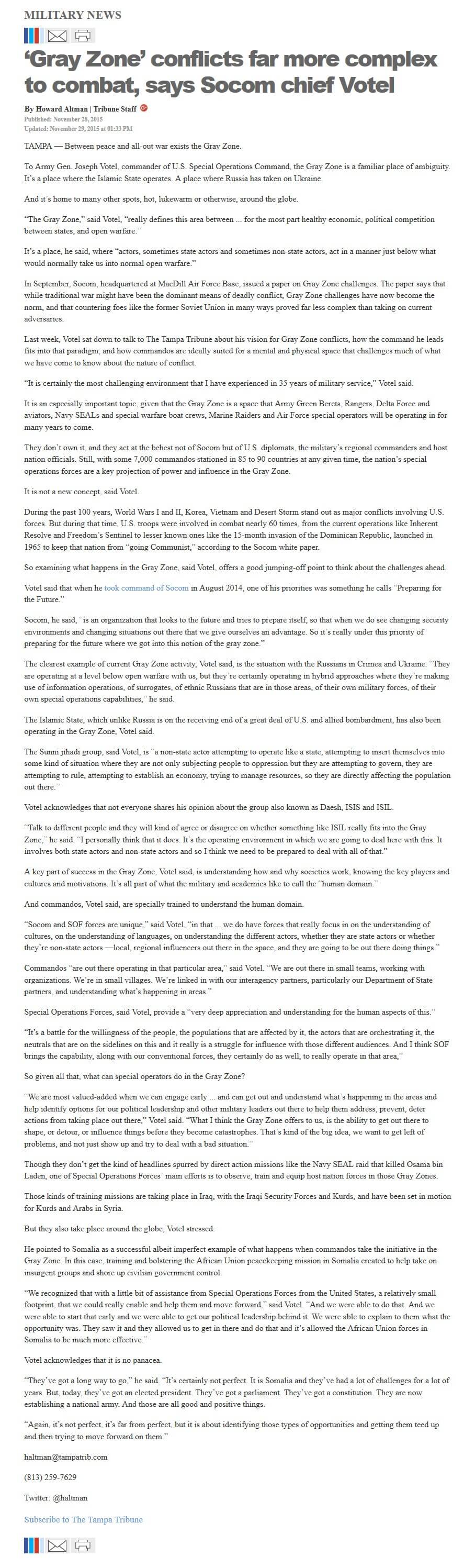 image of article 'Gray Zone' conflicts far more complex to combat, says Socom chief Votel