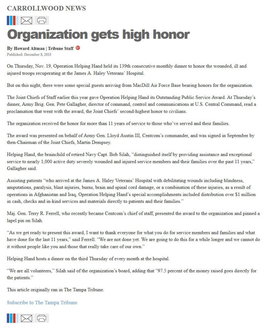 image of article Organization gets high honor