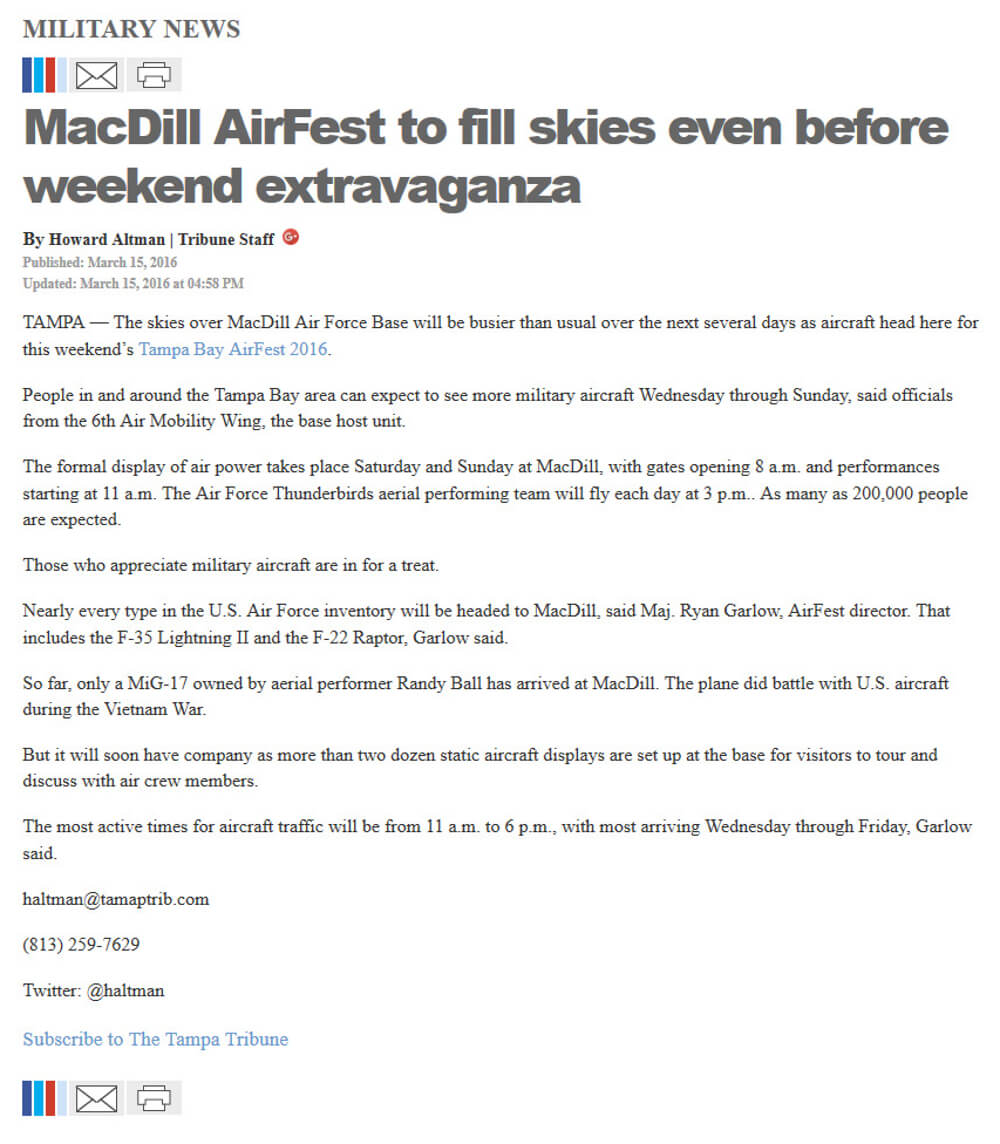 image of article MacDill AirFest to fill skies even before weekend extravaganza