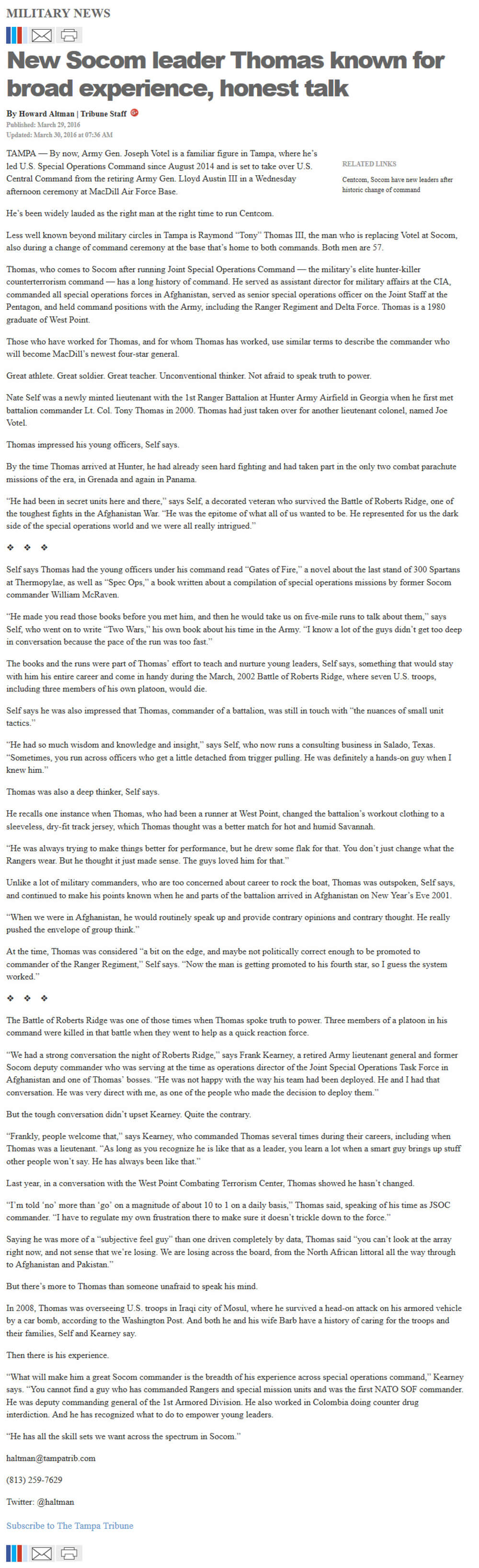 image of article New Socom leader Thomas known for broad experience, honest talk