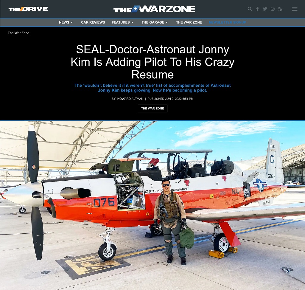 SEAL-Doctor-Astronaut Jonny Kim Is Adding Pilot To His Crazy Resume by Howard Altman at The War Zone 6/9/2022