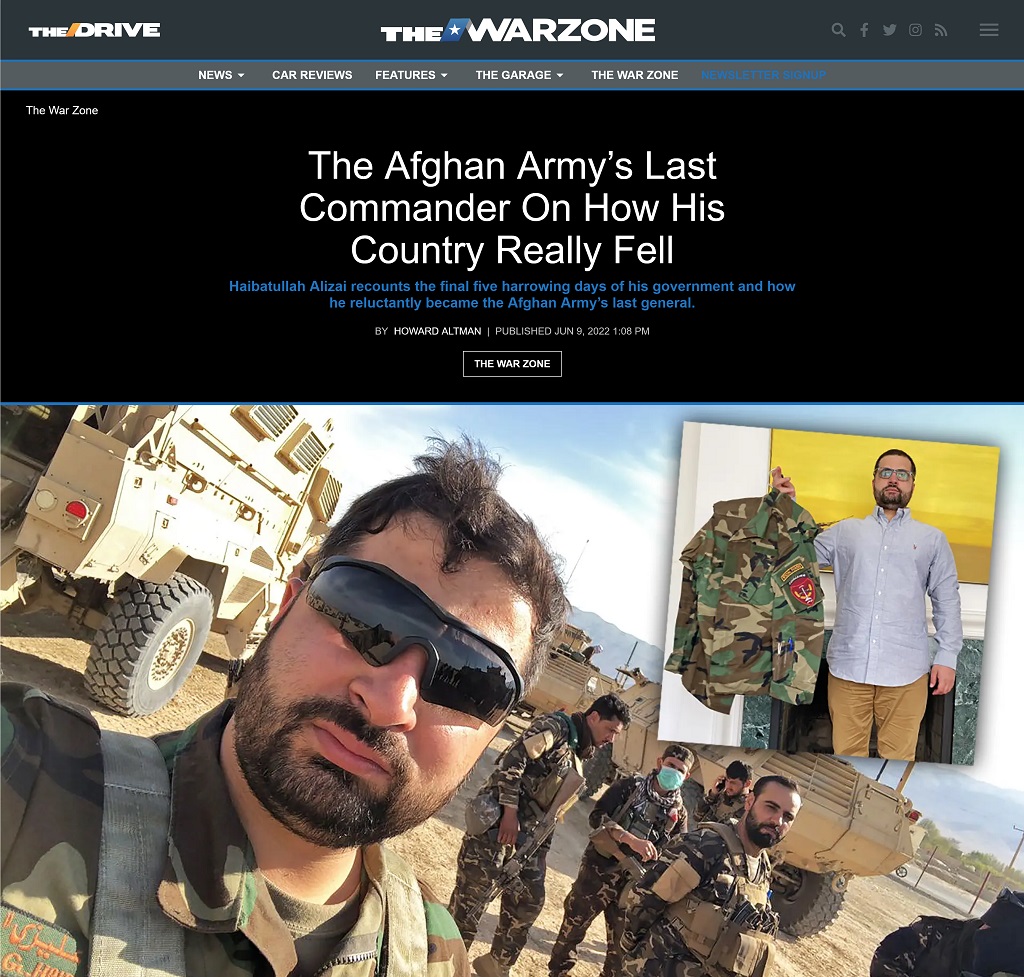 The Afghan Army's Last Commander On How His Country Really Fell by Howard Altman at The War Zone 6/9/2022
