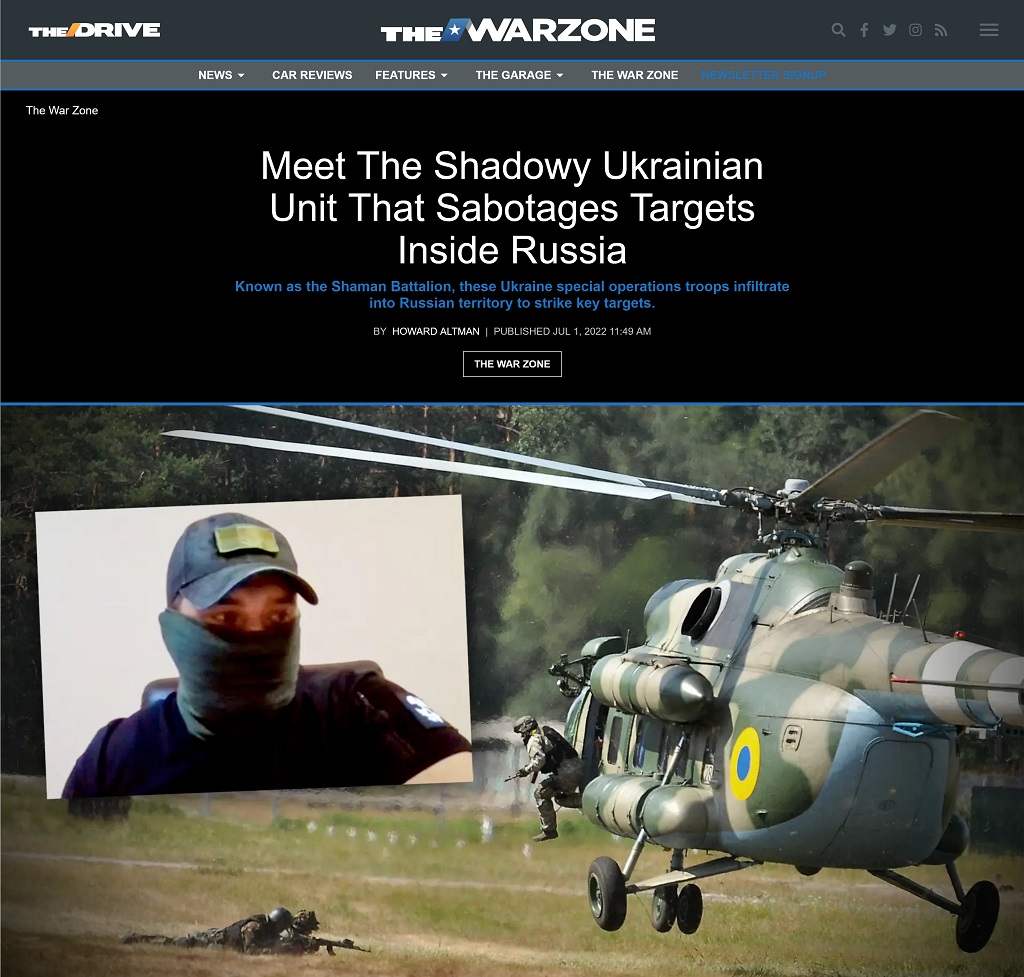 Meet The Shadowy Ukrainian Unit That Sabotages Targets Inside Russia by Howard Altman at The War Zone 7/1/2022