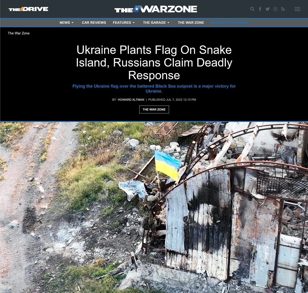 Ukraine Plants Flag On Snake Island, Russians Claim Deadly Response by Howard Altman at The War Zone 7/7/2022