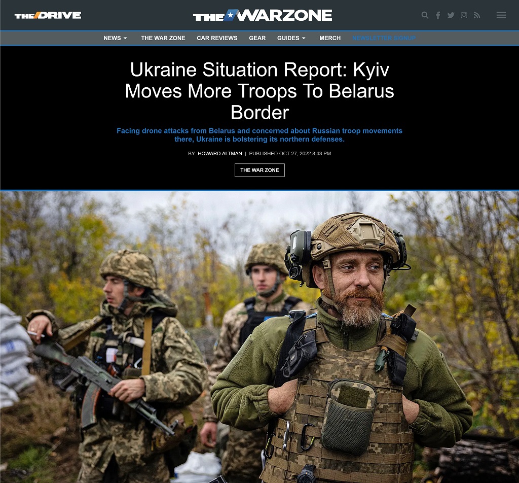 Ukraine Situation Report: Kyiv Moves More Troops to Belarus Border by Howard Altman published at The War Zone