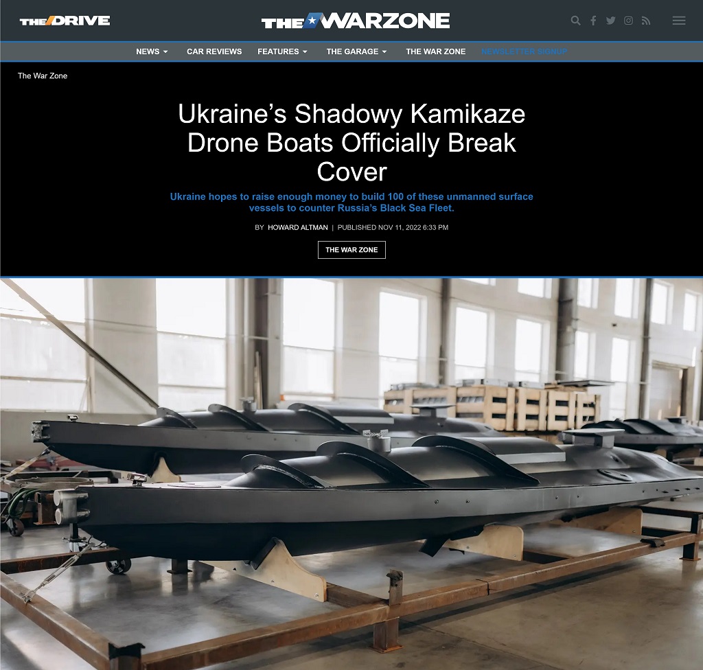 Ukraine's Shadowy Kamikaze Drone Boats Officially Break Cover by Howard Altman, 11/11/2022