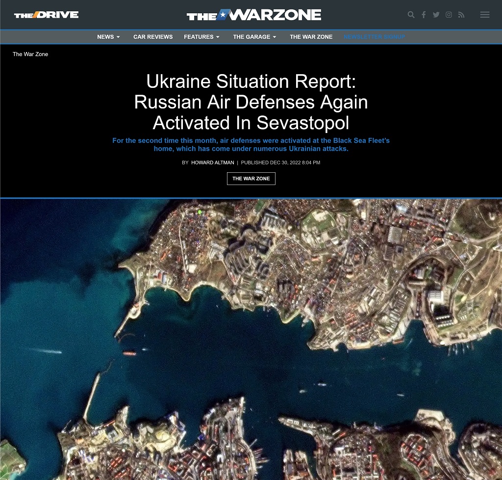Ukraine Situation Report: Russian Air Defenses Again Activated In Sevastopol by Howard Altman at The War Zone 12/30/2022