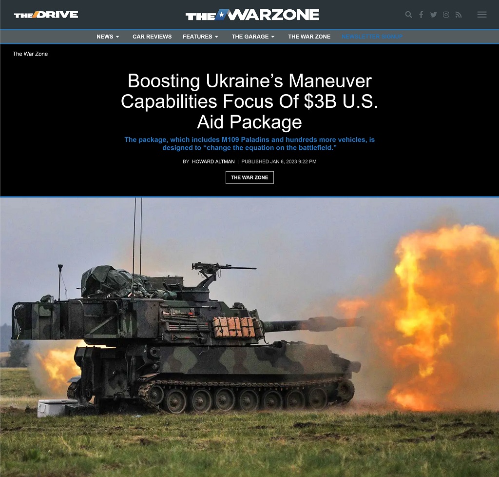 Boosting Ukraine's Maneuver Capabilities Focus of $3B U.S. Aid Package by Howard Altman at The War Zone 1/6/2023