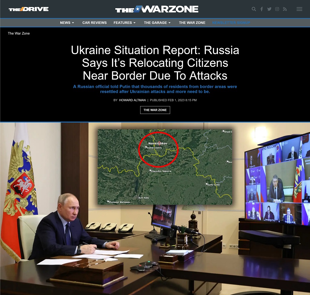 Ukraine Situation Report: Russia Says It’s Relocating Citizens Near Border Due To Attacks by Howard Altman, The War Zone 2/1/2023