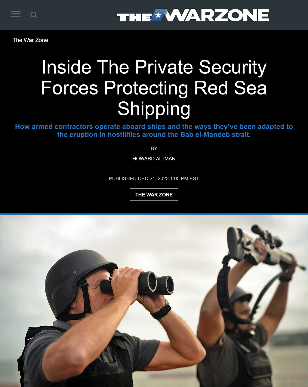 Inside The Private Security Forces Protecting Red Sea Shipping by Howard Altman, The War Zone 12/21/2023