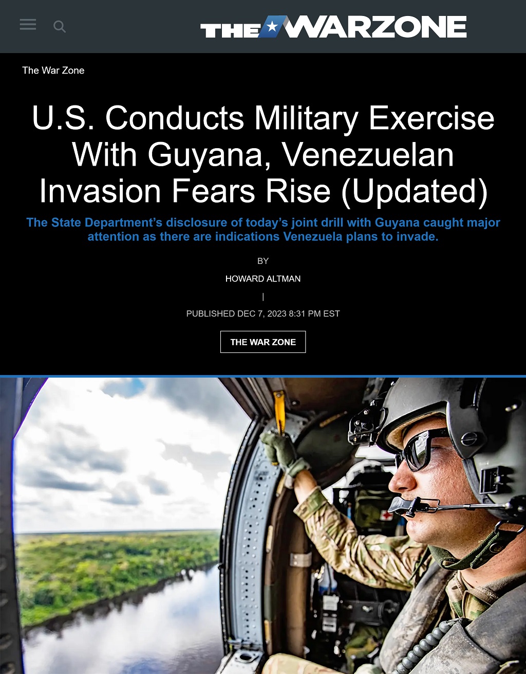 U.S. Conducts Military Exercise With Guyana, Venezuelan Invasion Fears Rise - Updated by Howard Altman, The War Zone 12/7/2023