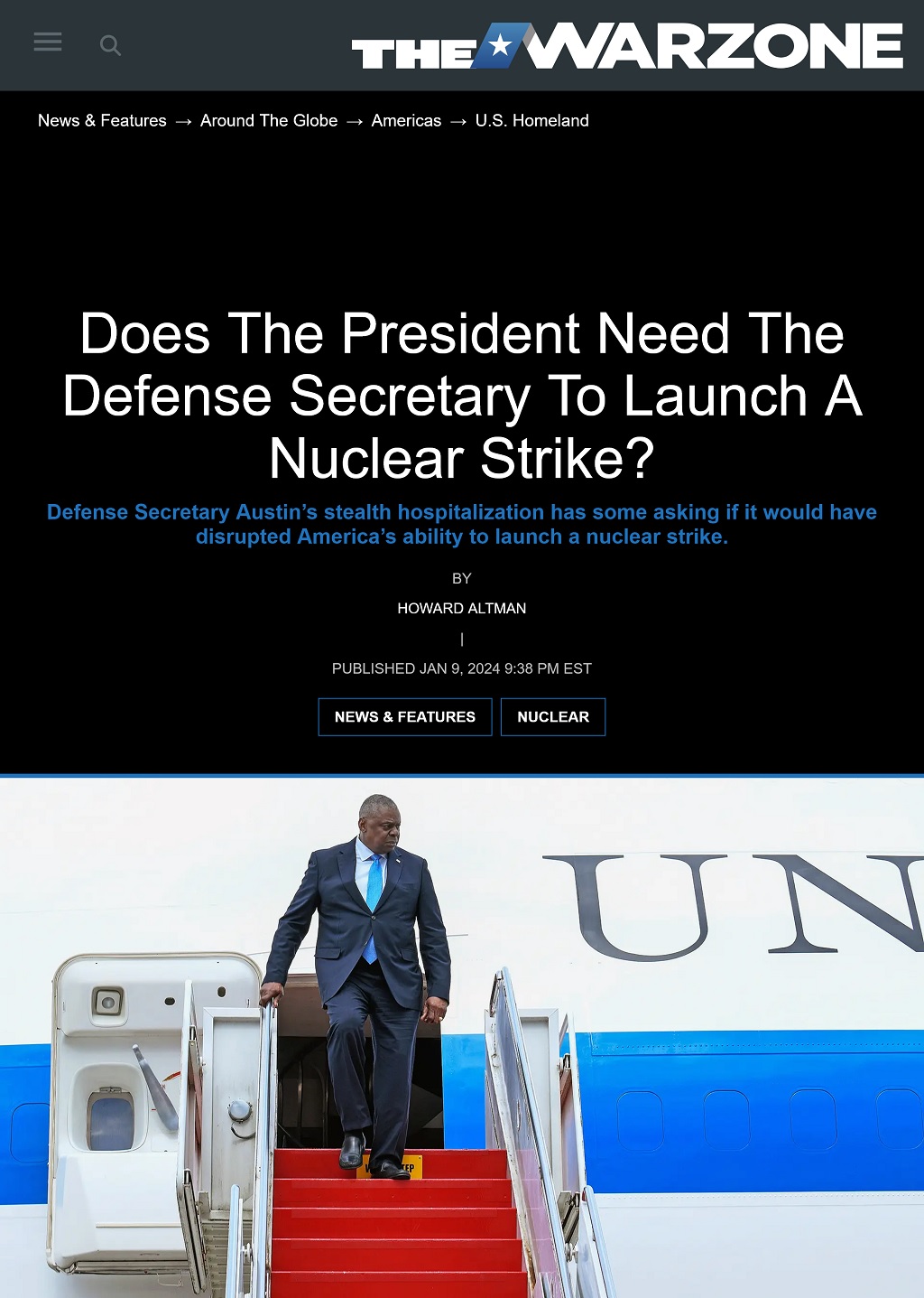 Does The President Need The Defense Secretary To Launch A Nuclear Strike? by Howard Altman, The War Zone 1/9/2024