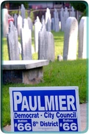 Graveyard with political sign