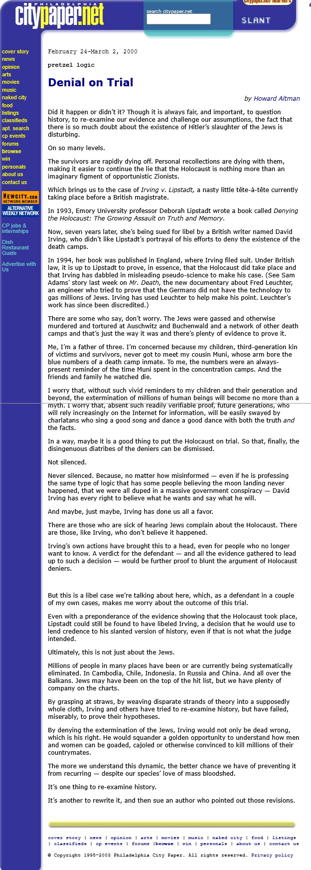 denial on trial pretzel logic 2000--02-24