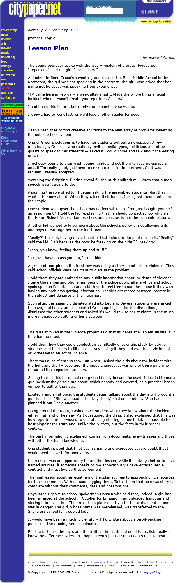 lesson plan pretzel logic 2000-01-27