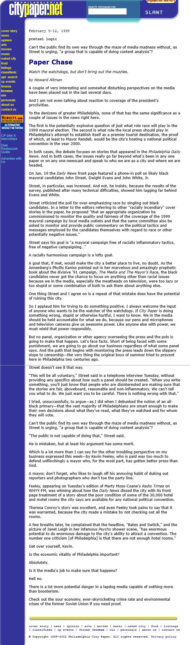 paper chase pretzel logic 1998-02-05