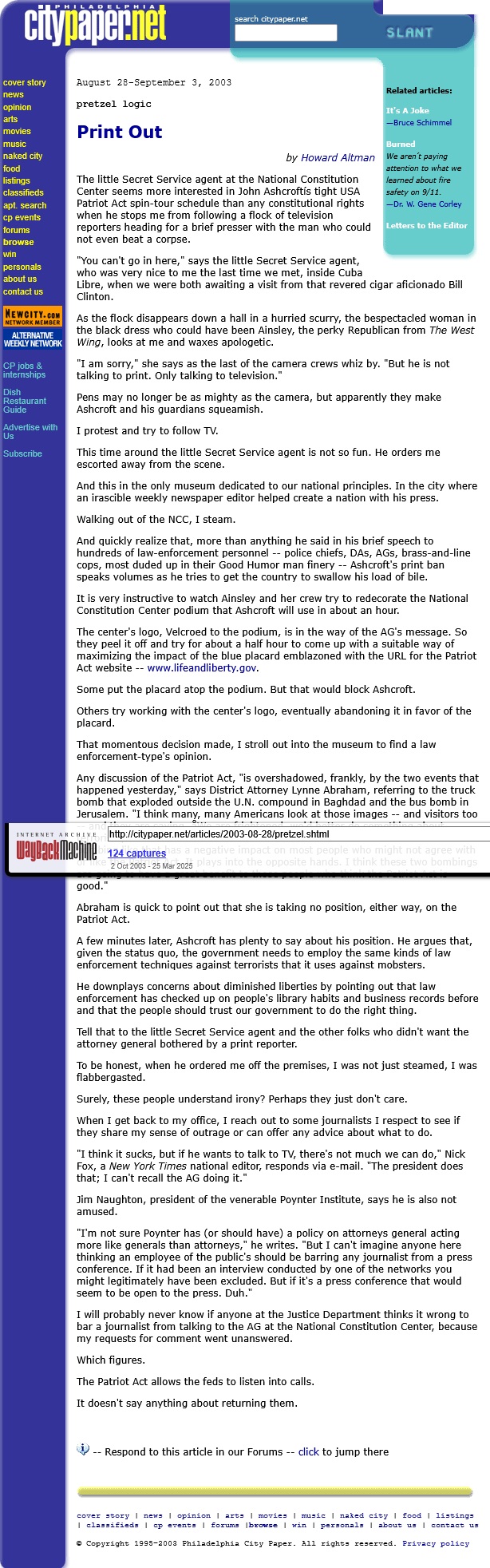 Print Out Pretzel Logic 2003-08-28