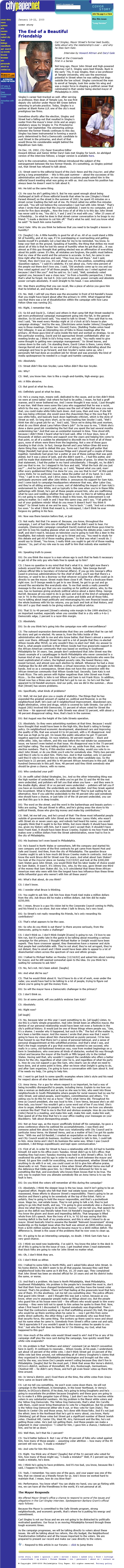 The End of a Beautiful Relationship Long Version City Paper 1/16/2003