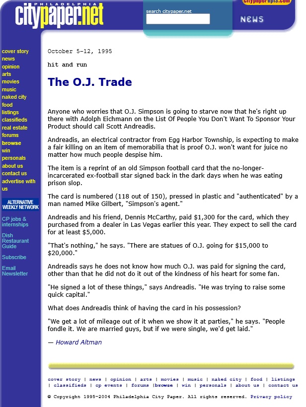 The O.J. Trade Hit and Run 10/5/1995
