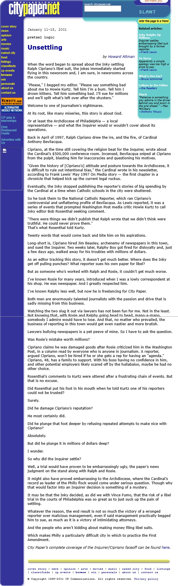 Unsettling Pretzel Logic 1/11/2001