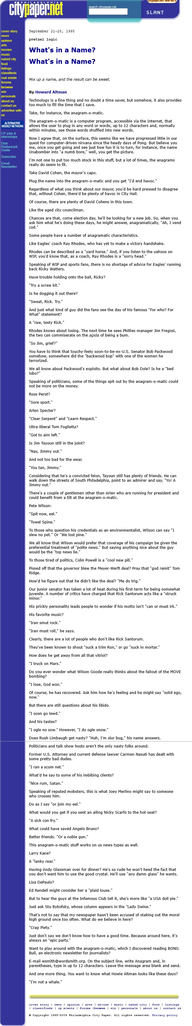 What's in a Name Pretzel Logic 9/21/1995